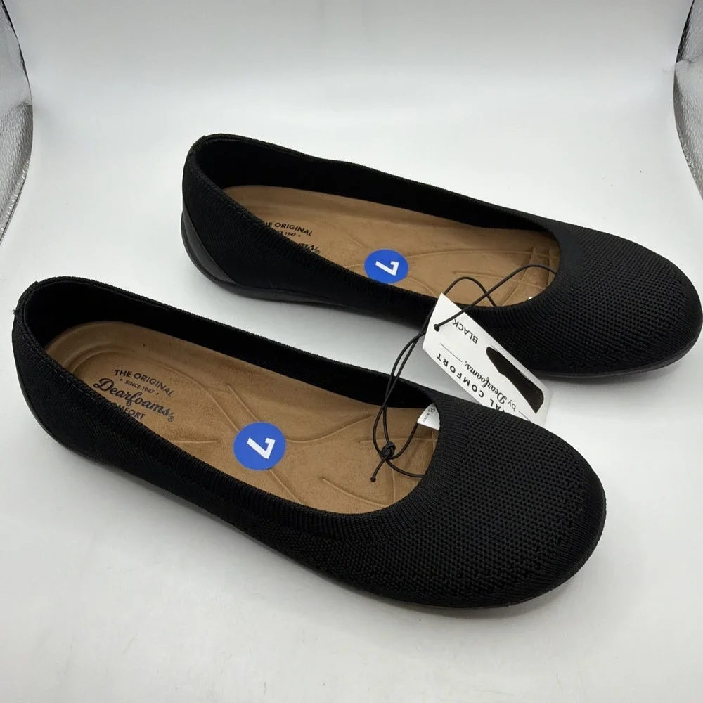 NWB The Original Dearfoams Comfort Women's Slip-On Flats Shoes Black Size 7 M‎